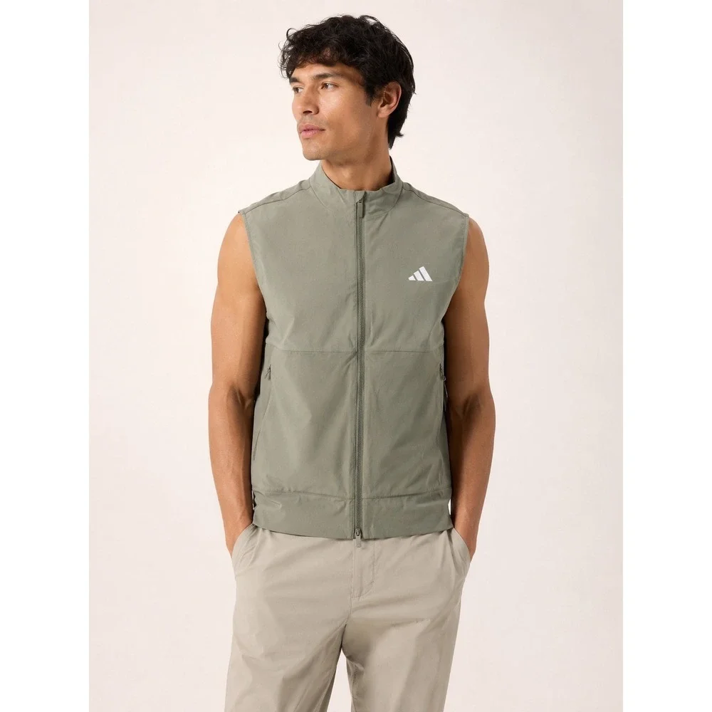Adidas Mens Gorpcore Full Zip Vest gre Green Three Stripe Size Mediumy